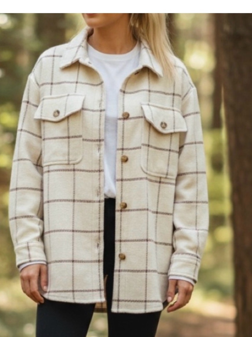 Bouclé Oversized Shirt-Jacket in Windowpane